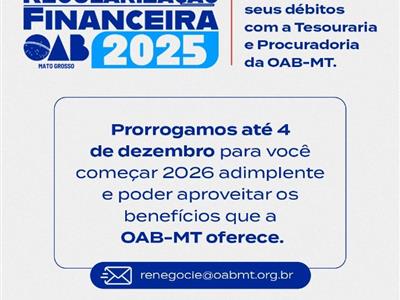 Foto da Notícia: OAB-MT prorroga campanha de renegociação até quinta (4)